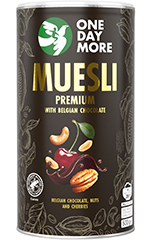 Premium Müsli mit belgischer Schokolade OneDayMore in der Tube