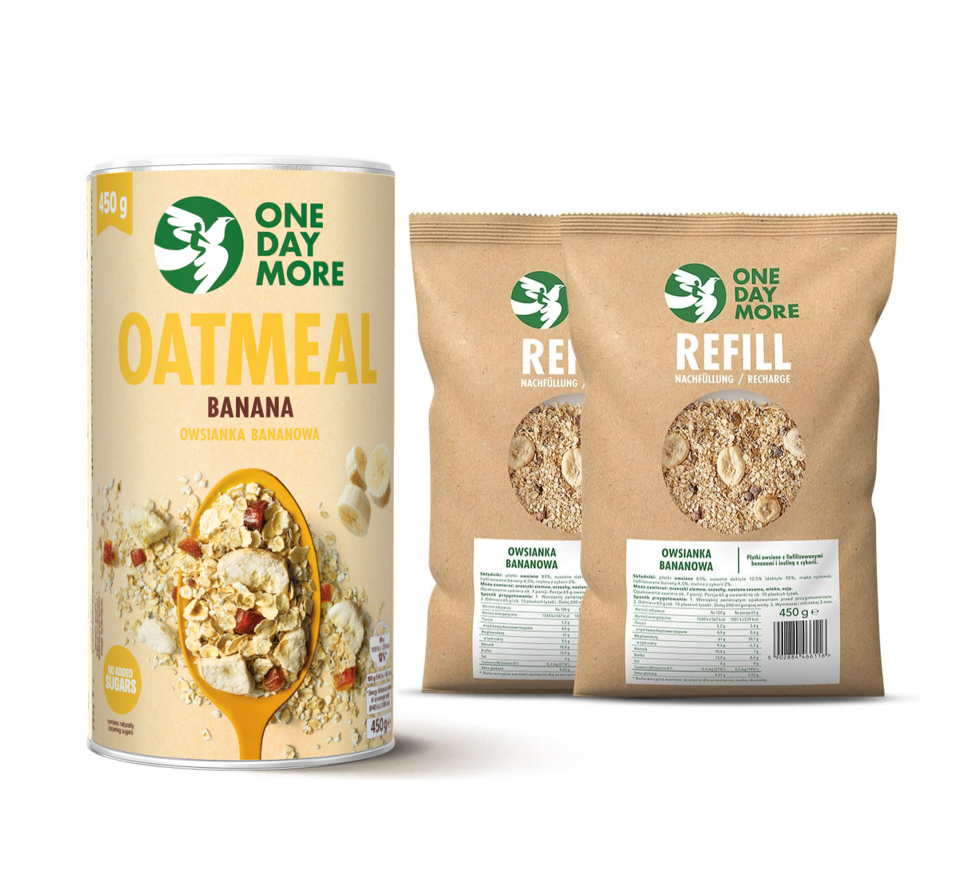 Porridge mit Bananen ohne Zucker + Nachfüllung 2er-Pack