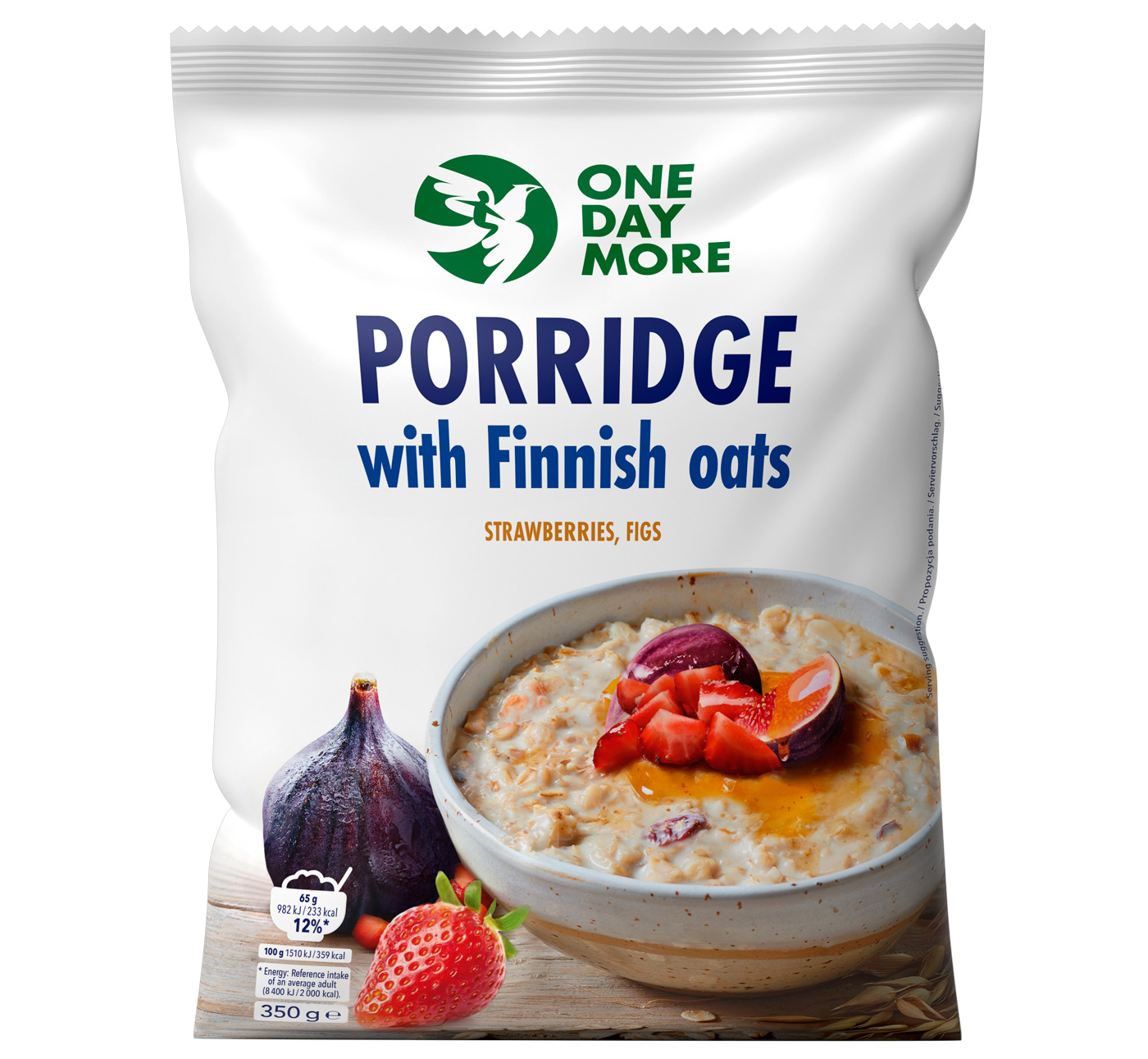 Porridge mit finnischen Haferflocken Erdbeeren und getrockneten Feigen